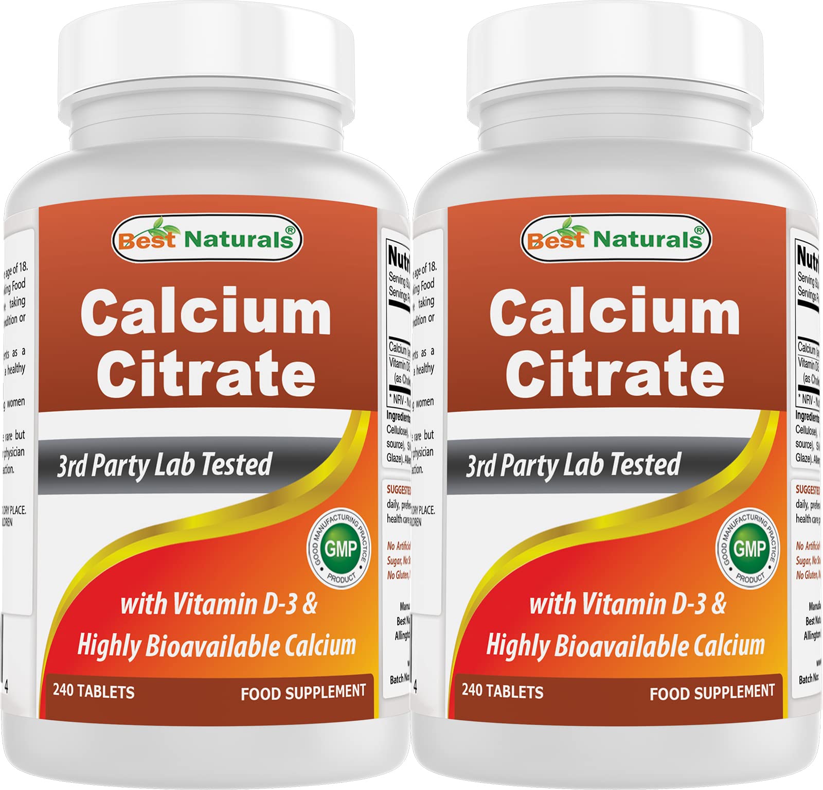 Best Naturals Calcium Citrate: bouteille 240 tablettes pour soutien osseux quotidien.