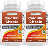 Best Naturals Calcium Citrate: bouteille 240 tablettes pour soutien osseux quotidien.