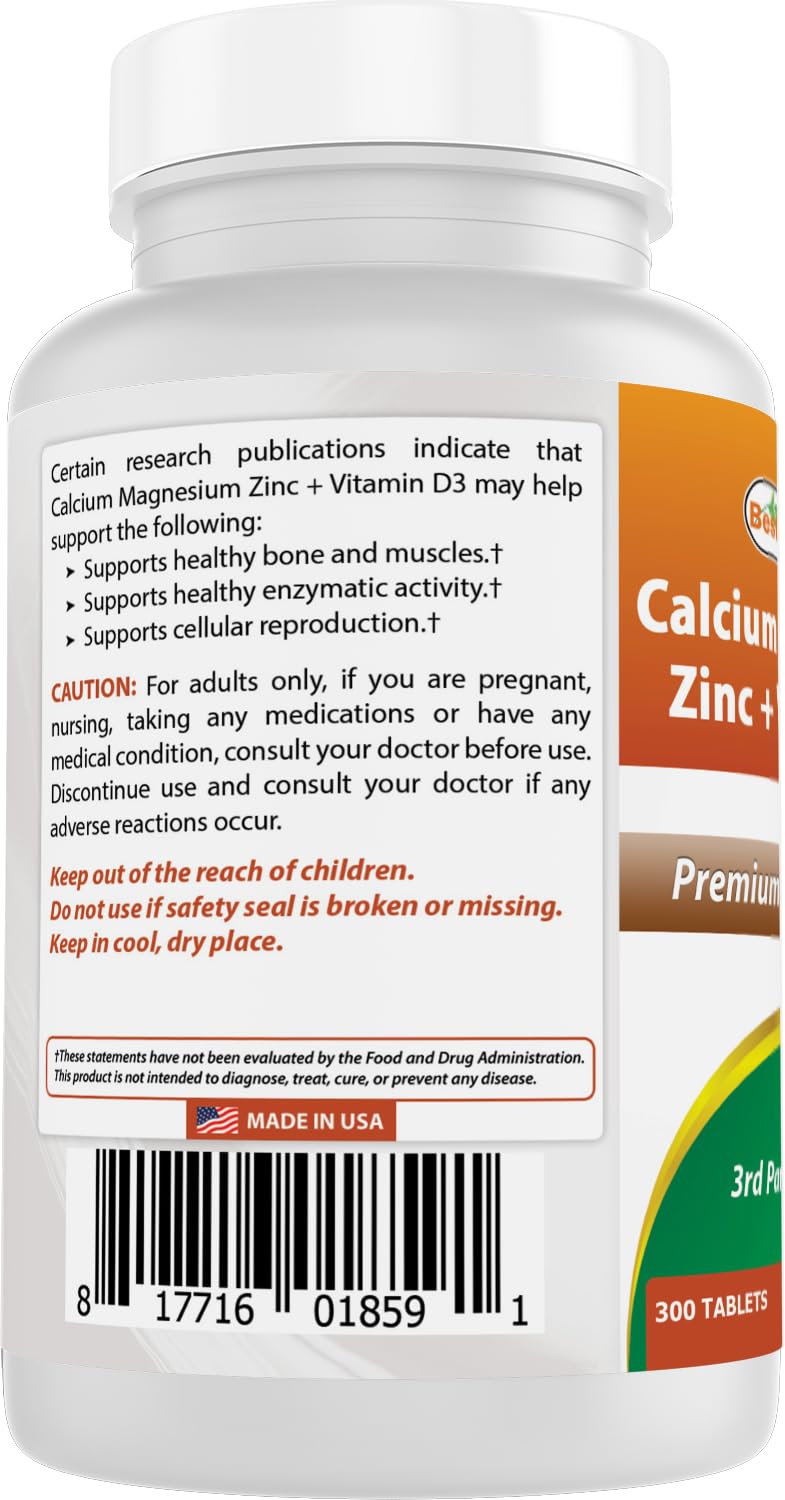 Best Naturals Calcium Magnésium Zinc D3 – bien-être général et routine santé