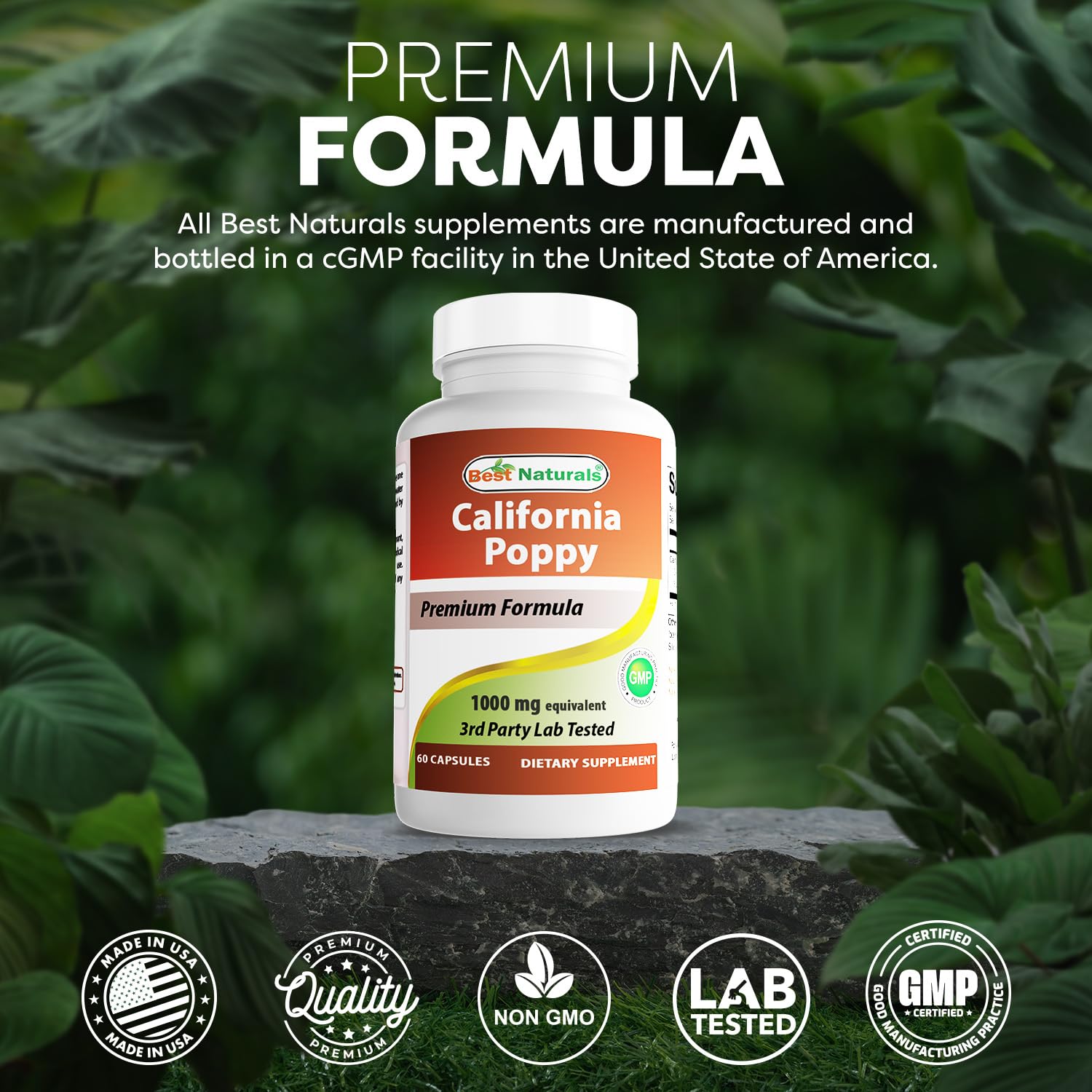 Best Naturals California Poppy — fabrication américaine assurant conformité GMP.