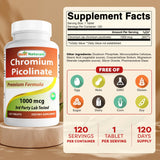 Best Naturals Chromium Picolinate – bouteille 120 tablettes, dosage pratique.
