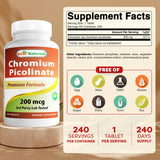 Best Naturals Chromium Picolinate: dosage de 200 µg par comprimé, utile pour le suivi