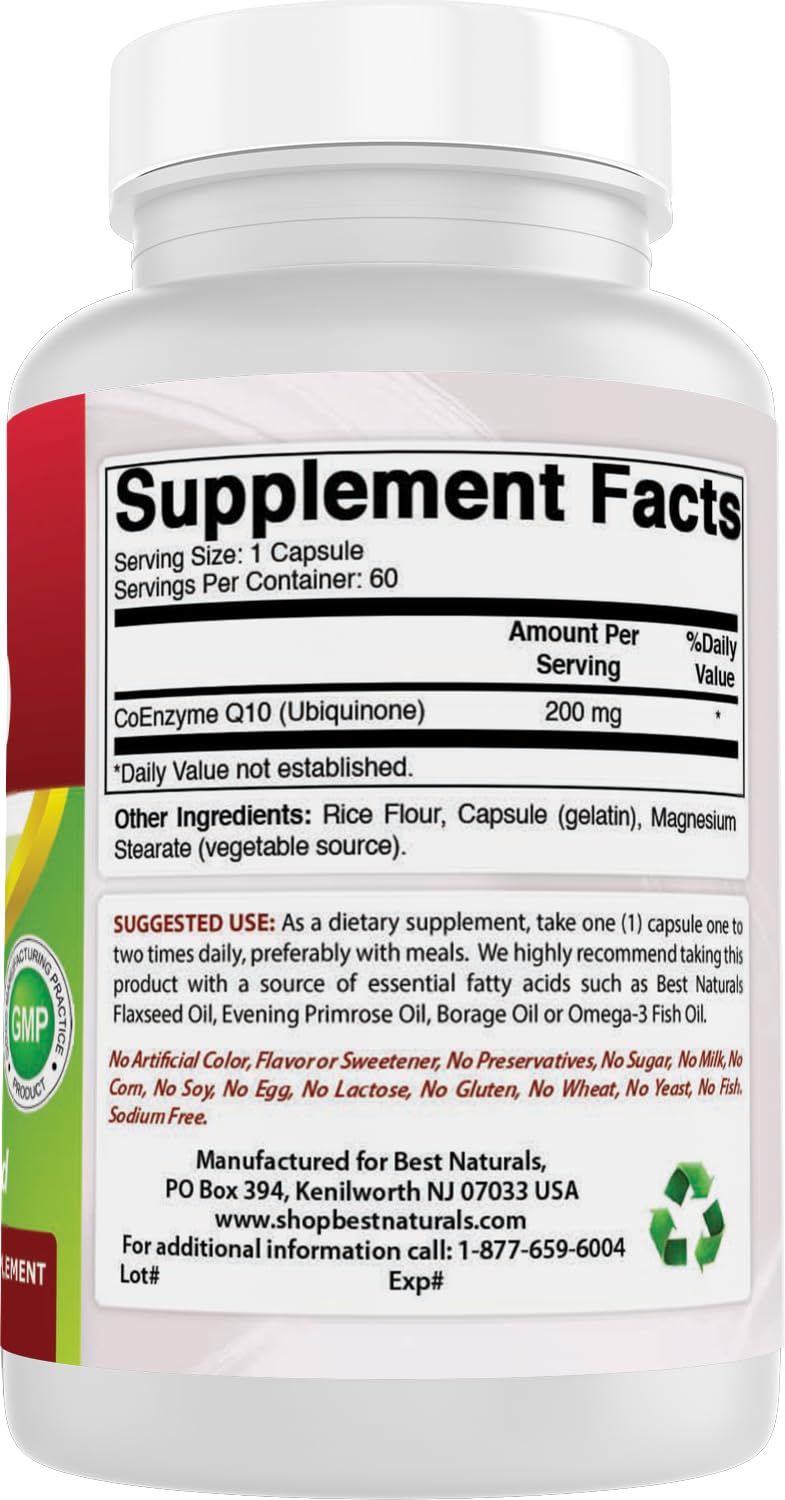 Best Naturals COQ10 200 mg – certification GMP attestant d’un contrôle qualité