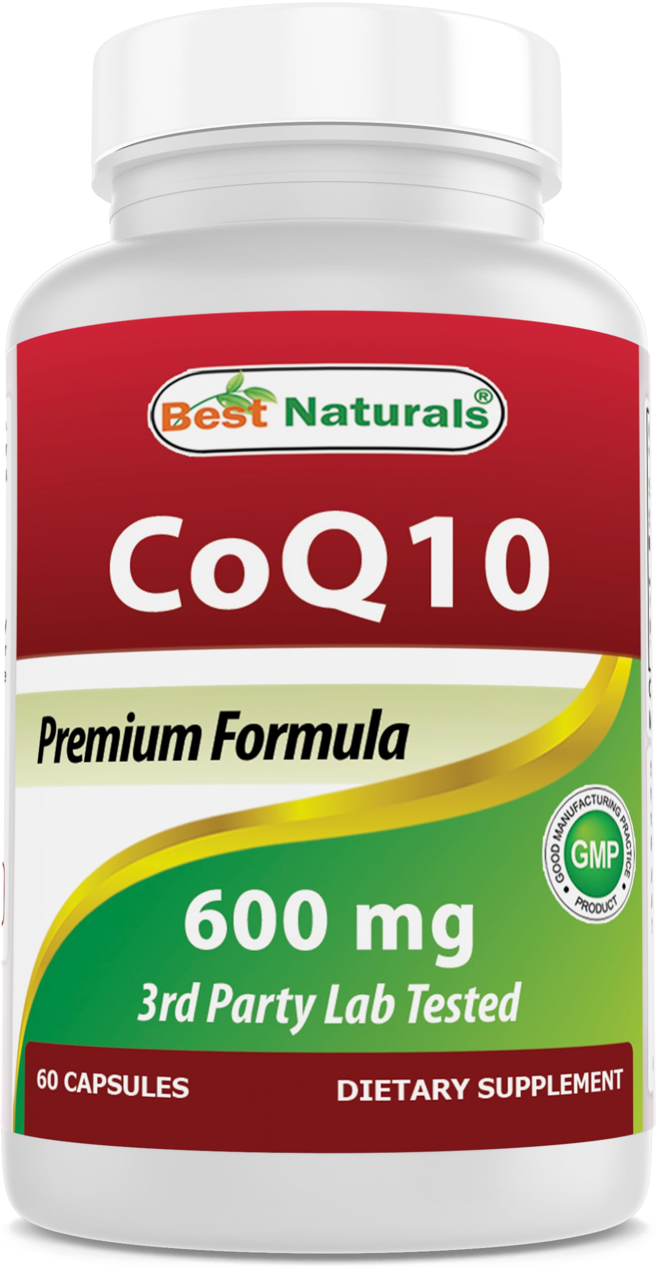 Best Naturals CoQ10 600 mg capsules-bouteille, présentation pratique pour une utilisation quotidienne.