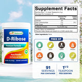 Best Naturals D-Ribose Poudre: cuillère-doseuse affichant 5 g par portion.