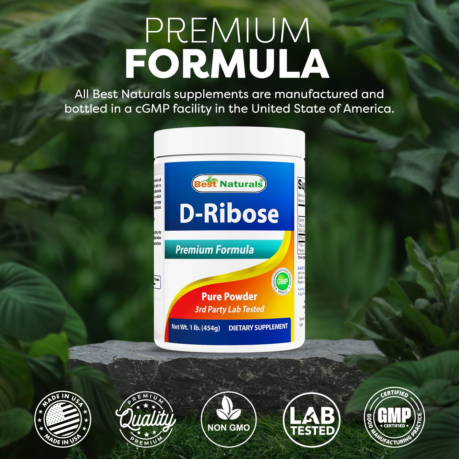 Best Naturals D-Ribose Poudre: emballage 1 livre prêt à l’emploi.