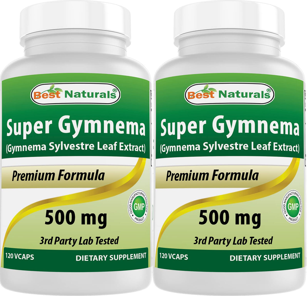 Best Naturals extrait gymnema-sylvestre 500 mg: bouteille avec capsules végétariennes pratiques