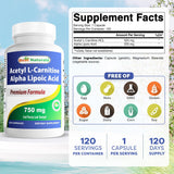 Best Naturals gélules Acétyl-L-Carnitine et Acide Alpha-Lipoïque, faciles à prendre.