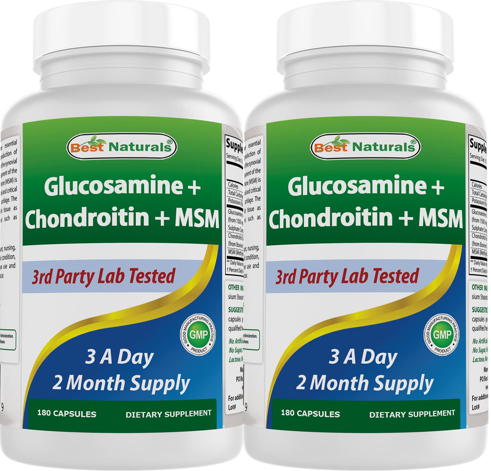 Best Naturals Glucosamine Chondroitine MSM, soutien quotidien des articulations et mobilité.