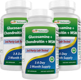 Best Naturals Glucosamine-Chondroïtine-MSM: bouteille montrant le produit et son utilisation potentielle pour les articulations