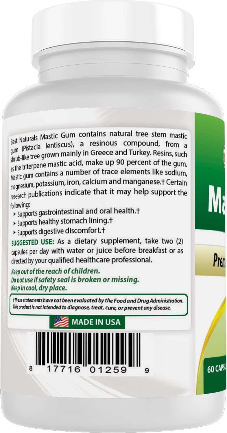 Soutien potentiel à la digestion et à la santé buccale avec Best Naturals Gomme Mastic