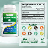 Best Naturals huile germe de blé - capsules visibles, possibilité de soutien immunitaire et nerveux.