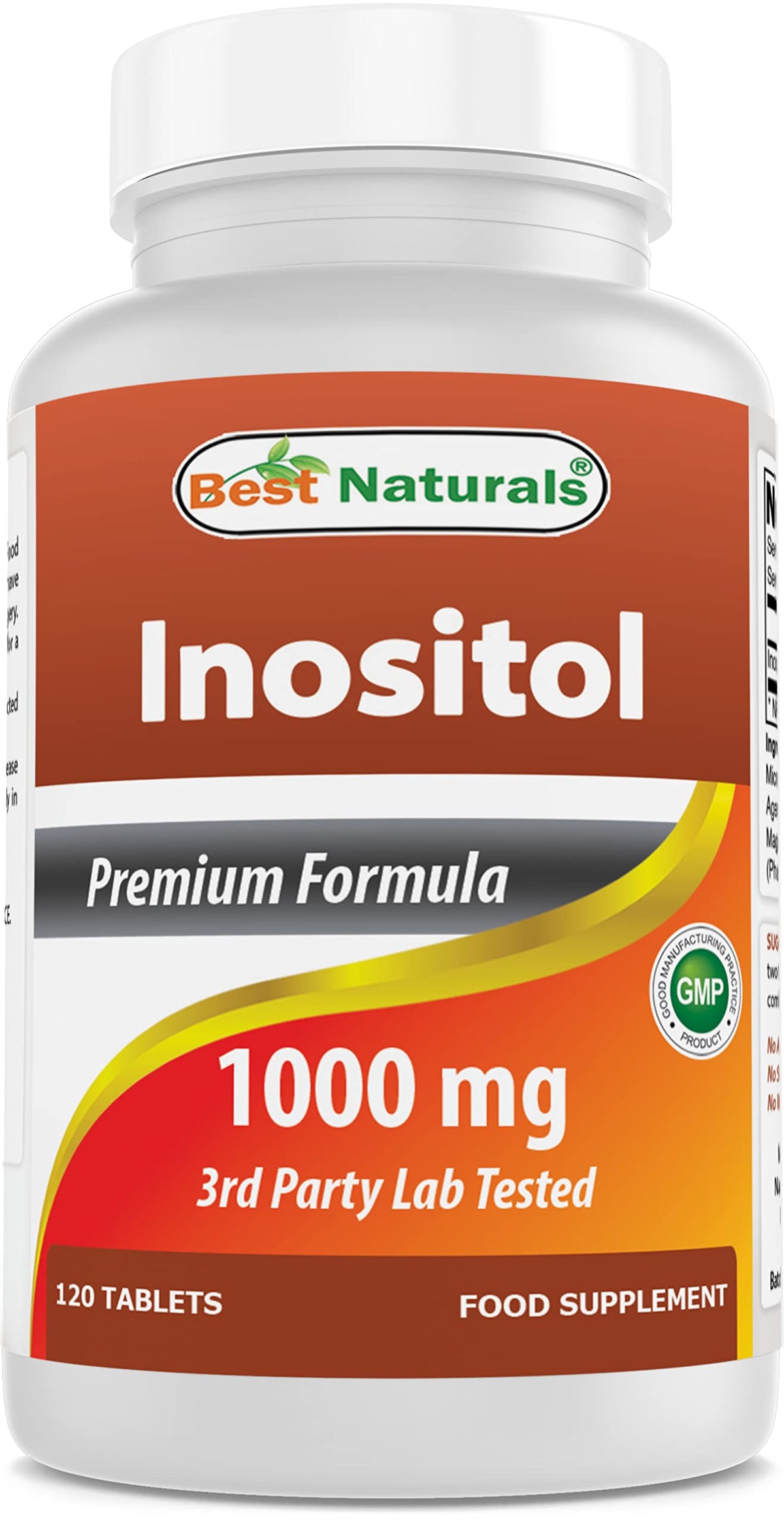 Best Naturals Inositol comprimé 1000 mg, dosage quotidien pratique.