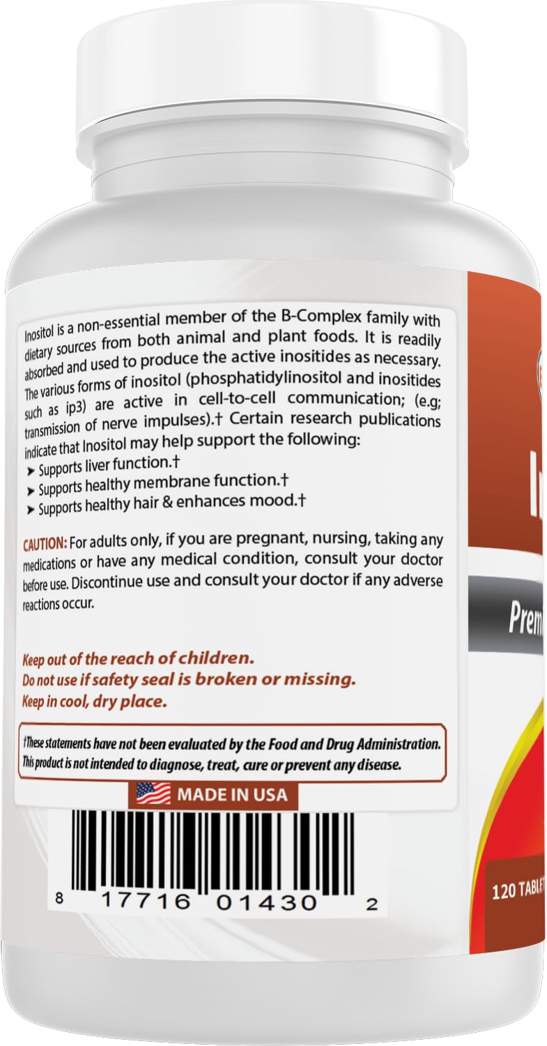 Best Naturals Inositol sans colorants ni aromes artificiels.