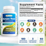 Best Naturals Konjac Glucomannan – capsules végétariennes 180, prendre avec l'eau.
