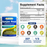 Best Naturals Konjac glucomannane — bouteille, dosage pratique pour les portions