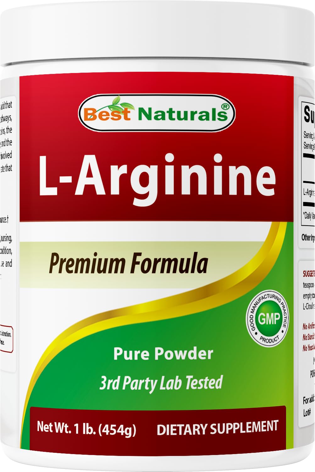 Best Naturals L-Arginine Poudre dans la bouteille, prête à l'emploi.