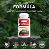 Best Naturals L-Glutamine 1000 mg – flacon sur comptoir, sans colorants artificiels