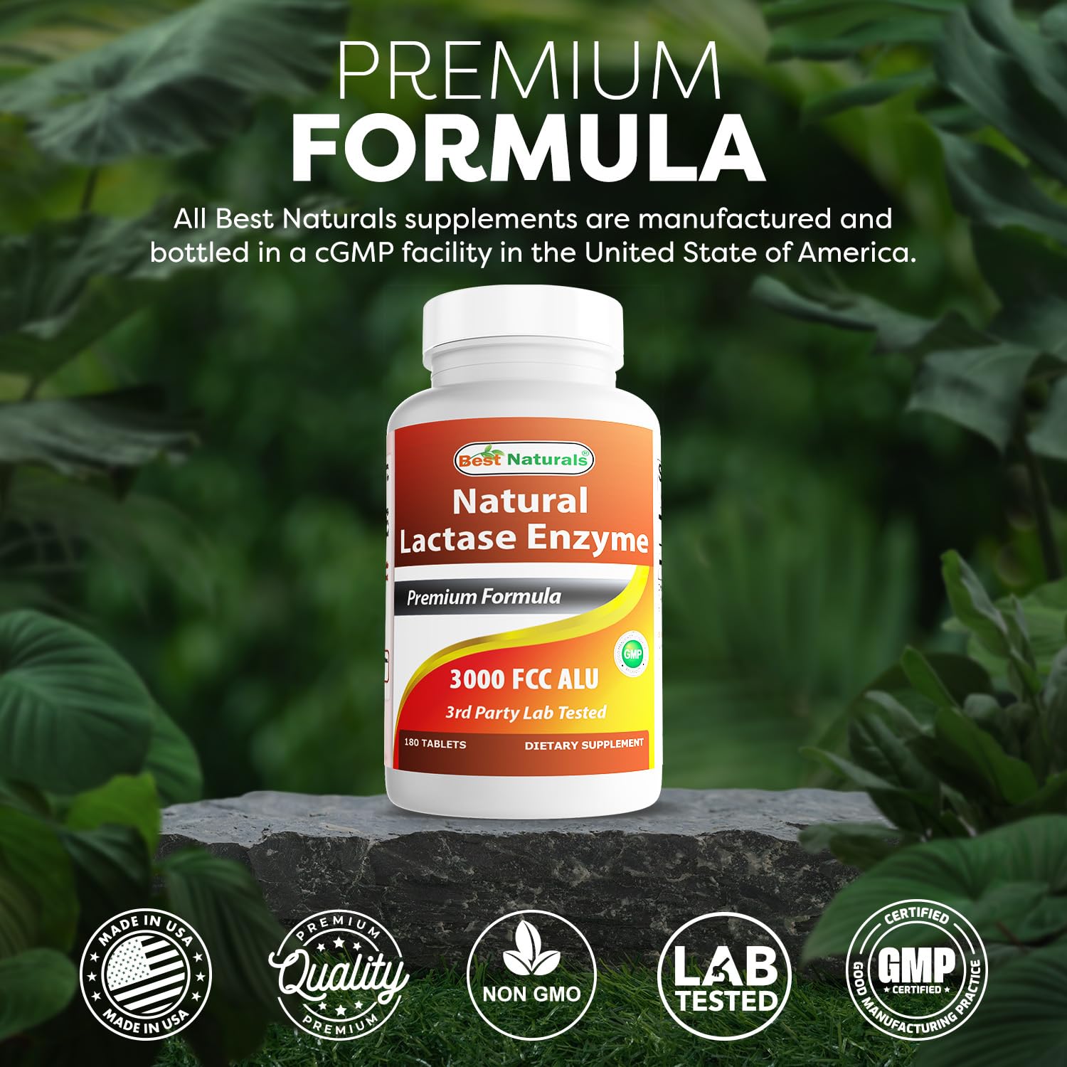 Best Naturals Lactase 3000, pack de 3 bouteilles, solution économique et durable.