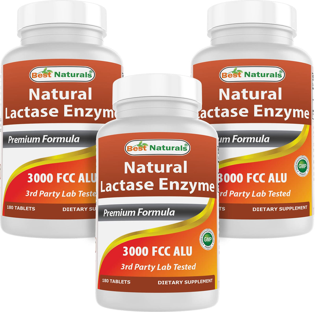 Best Naturals Lactase 3000, tablettes en bouteille, facilitant la digestion des produits laitiers.