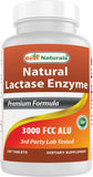 Best Naturals Lactase 3000 FCC – Bouteille avec comprimés faciles à prendre.