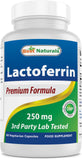 Best Naturals Lactoferrine 250 mg - bouteille avec gélules, soutien potentiel au système immunitaire.