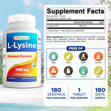 Best Naturals L-Lysine, étiquette nutritionnelle claire, informations faciles à lire.
