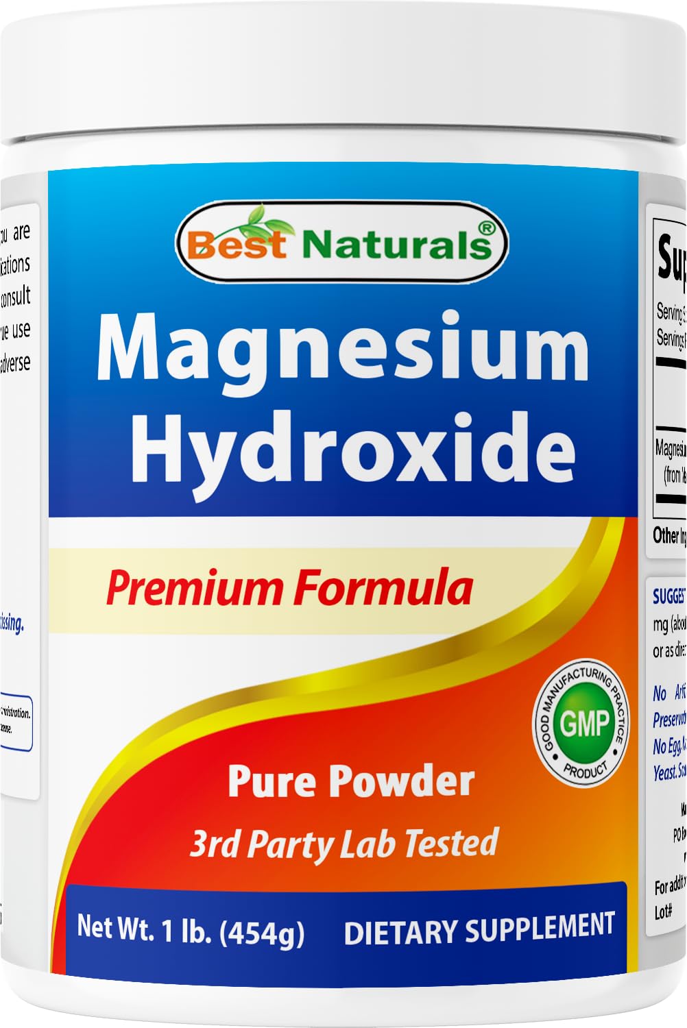 Best Naturals Magnésium Hydroxyde Poudre – emballage 1 lb, pratique pour la routine quotidienne.