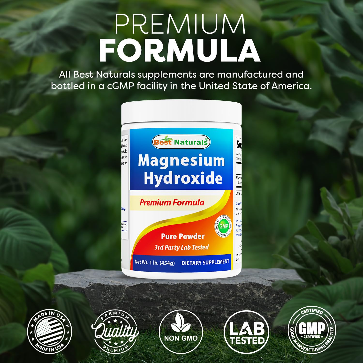 Best Naturals Magnésium Hydroxyde Poudre – sans additifs, pratique et polyvalente au quotidien.