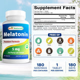 Best Naturals Mélatonine 5 mg, boîte 180 - comprimés pratiques pour le coucher.