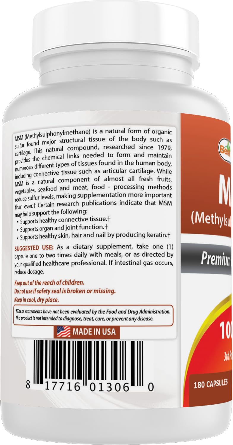 Emballage Best Naturals MSM – protection et conservation