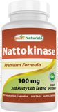 Best Naturals Nattokinase — bouteille et capsules, soutien potentiel de la circulation.