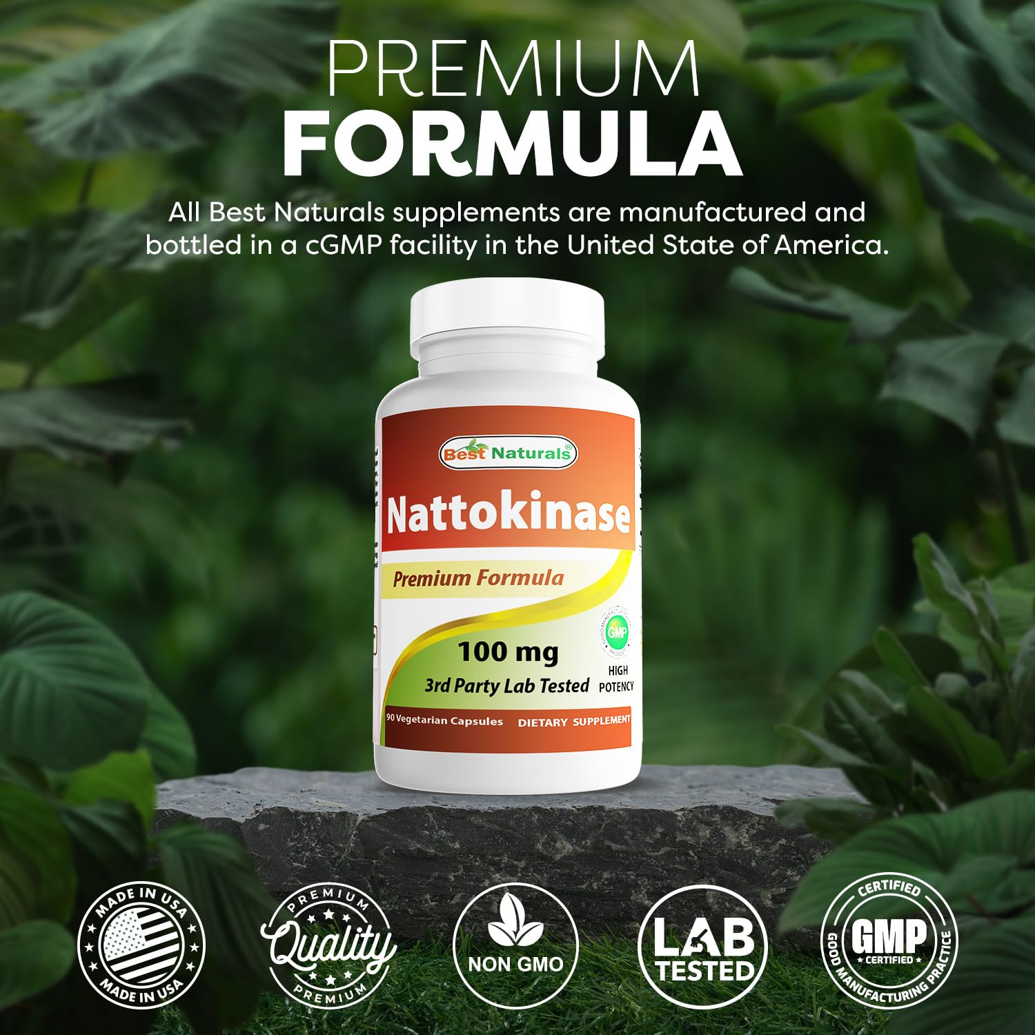 Best Naturals Nattokinase — sans additifs artificiels ni conservateurs.