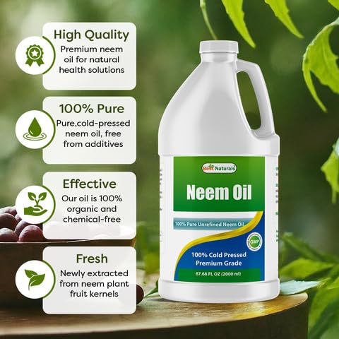 Emballage Best Naturals neem Oil, produit en Inde et prêt aux États‑Unis.