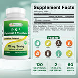 Étiquette Best Naturals P5P avec informations claires sur la forme active