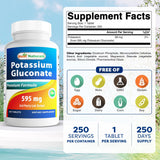 Étiquette Best Naturals Potassium Gluconate 595 mg, informations produit fiables.