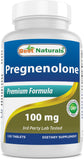 Best Naturals Pregnenolone: comprimés 100 mg en bouteille, utilisation quotidienne simplifiée.