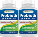 Best Naturals Probiotique, boîte et gélules, 10 souches, 30 milliards CFU, utilisation quotidienne.