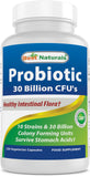 Best Naturals Probiotique: 10 souches, 30 milliards CFU, soutien potentiel de la flore intestinale.