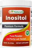 Best Naturals Pure Inositol poudre dans la bouteille, pureté et traçabilité garanties.