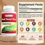 Best Naturals – comprimés riz de levure rouge, dose 1200 mg, faciles à avaler.