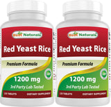 Best Naturals Riz Rouge Fermenté : boîte de 120 comprimés, pack de 2, pratique pour une supplémentation quotidienne