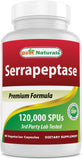 Best Naturals Serrapeptase – Bouteille et capsules végétariennes faciles à avaler.