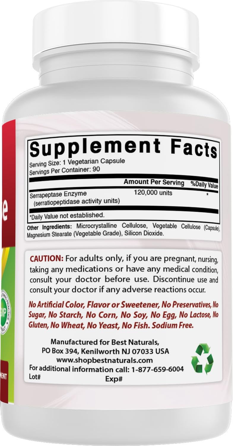 Best Naturals Serrapeptase – Sans allergènes, profil sûr pour votre routine.