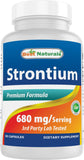 Best Naturals Strontium, bouteille 90 capsules, soutien potentiel de la densité osseuse.