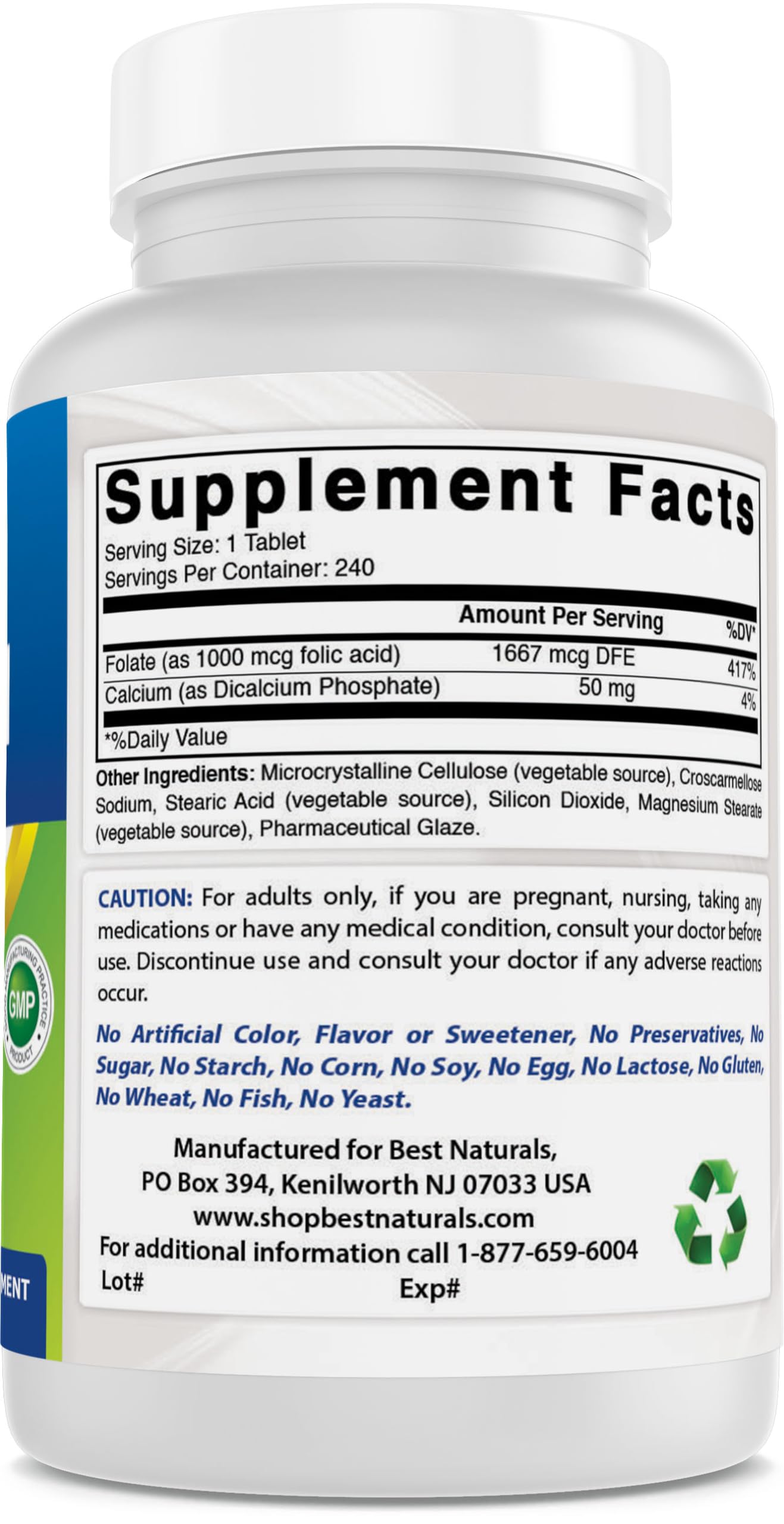 Usine aux États-Unis conforme GMP et enregistrée FDA pour Best Naturals.