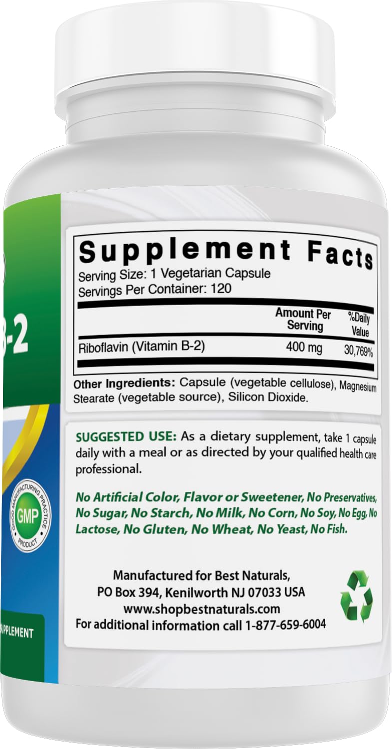 Best Naturals Vitamine B2 fabrication GMP – produit fabriqué aux États‑Unis.