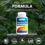 Best Naturals Vitamine B6 25mg – fabrication américaine conforme GMP et FDA enregistrée.
