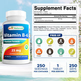 Best Naturals Vitamine B-6 25 mg, tablettes quotidiennes, aide possible à réguler l'homocystéine.