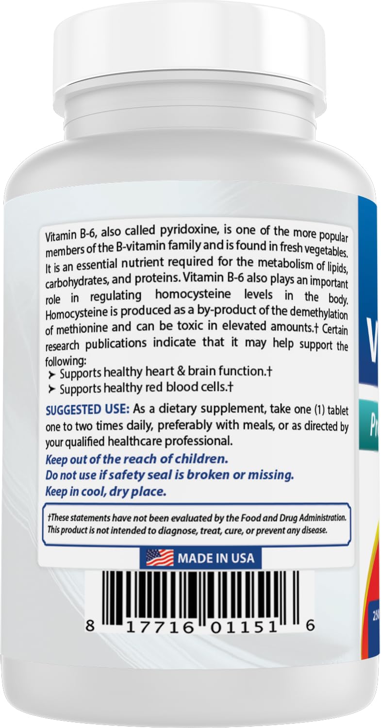 Best Naturals Vitamine B6 50 mg, comprimés pour le métabolisme énergétique